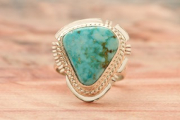 Genuine Kingman Turquoise Sterling Silver Native American Ring